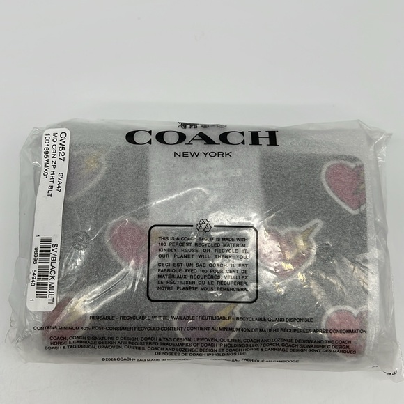 Coach Medium Corner Zip Wallet With Heart Bolt
Print Silver Black Multi - Picture 13 of 15